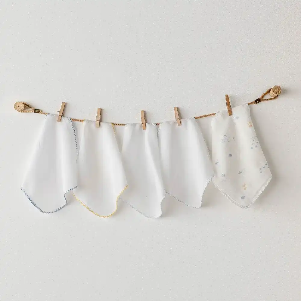 Andy Wawa Andywawa  Penye Ağız Mendili 5'li - 20x20 cm Beyaz - Önlük