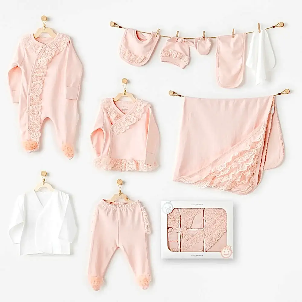 Andy Wawa Andywawa Yazlık Kız Bebek 10'lu Hastane Çıkış Seti Somon - Hastane Çıkışı