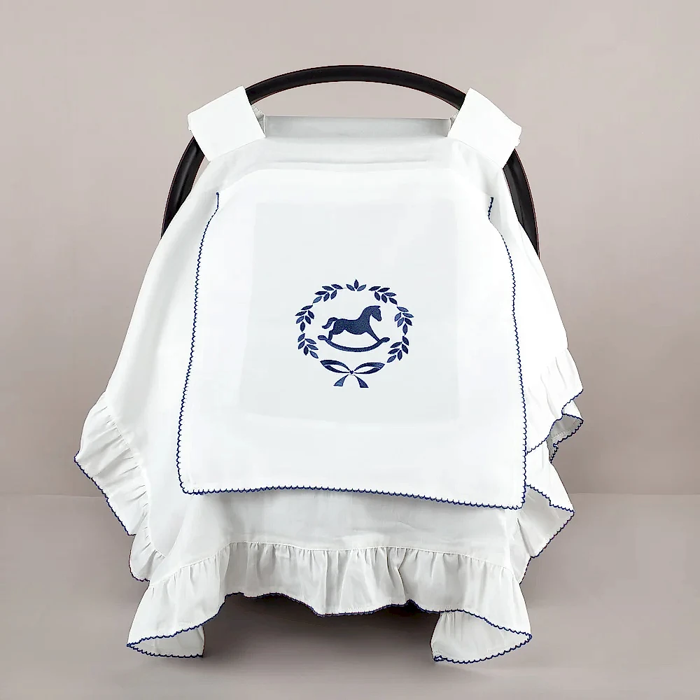 ChiMayys Baby Asil İndigo Tığ İşi Süslemeli Fırfırlı Puset Örtüsü