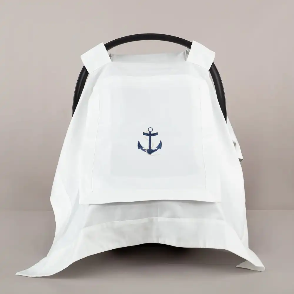 ChiMayys Baby Asil Marin Nakışlı Köşeli Puset Örtüsü