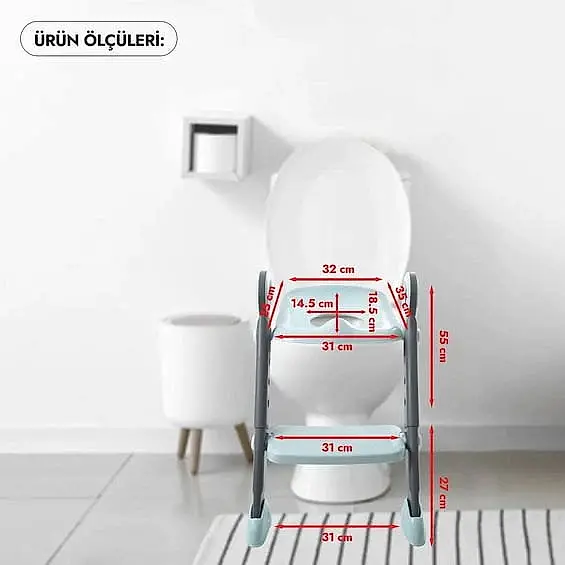 Baby Jem BabyJem Basamaklı Katlanabilir Klozet Adaptörü Antrasit - Tuvalet Eğitimi - Görsel 2