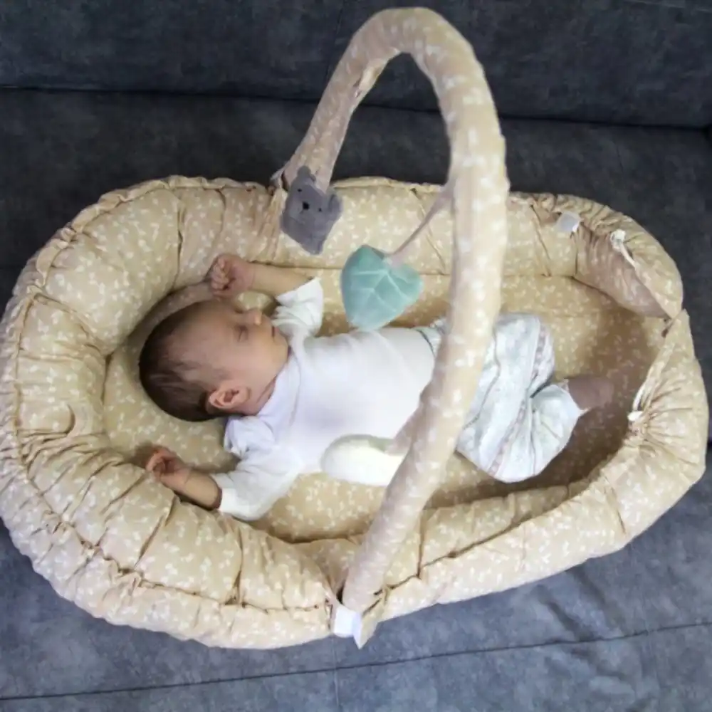 Baby Jem Babyjem Oyuncaklı Çiçekli  Anne Yanı Yatağı Somon - Yatak - Görsel 2