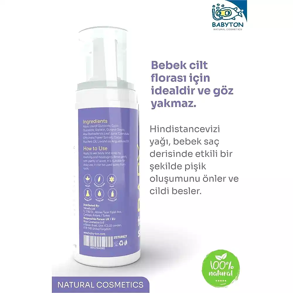 Babyton Baby Foaming Shampoo 150 ml (Köpük Konak Önleyici) - Sabun,Şampuan - Görsel 2