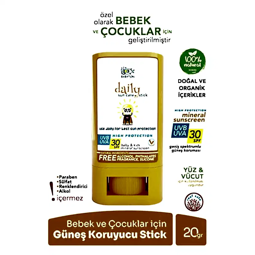 Babyton Bebek ve Çocuklar için Güneş Koruyucu Stick 30 Spf - Krem & Pişik Kremi - Görsel 2