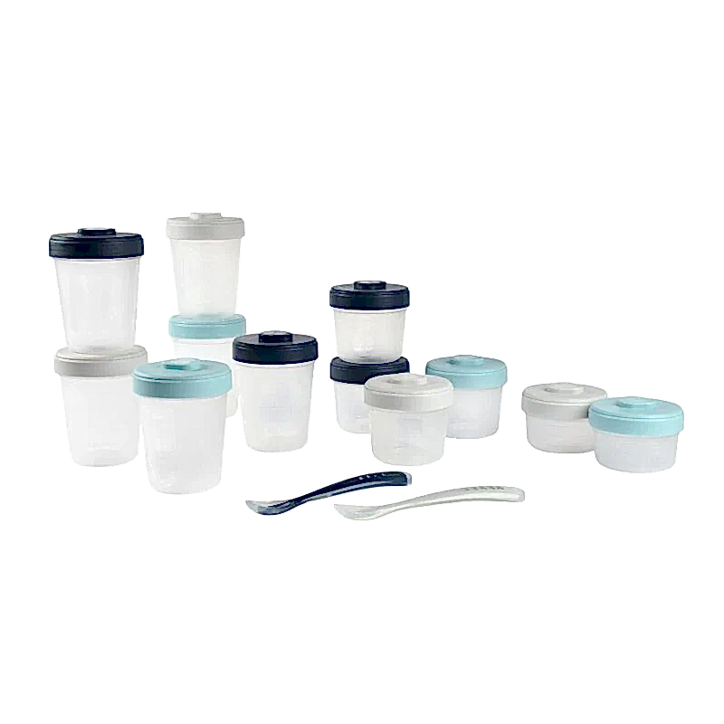 Beaba 12Li Saklama Kabı Ve Silikon Kaşık Seti Black And Green Lids - Çatal Kaşık Tabak