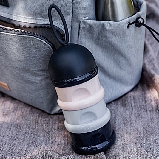 Beaba 3 Katmanlı Süt Tozu Kutusu Ve Atıştırmalık Kabı (Dark Blue /Grey/Pink) - Çatal Kaşık Tabak - Görsel 2