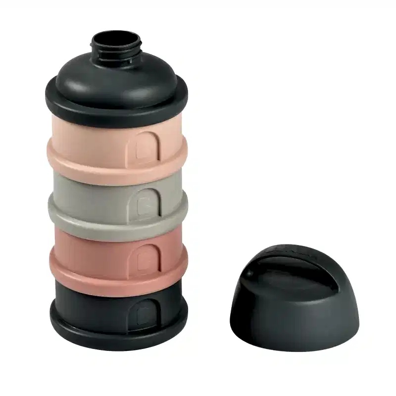 Beaba 4 Katmanlı Süt Tozu Kutusu Ve Atıştırmalık Kabı (Mineral Grey/ Pink) - Çatal Kaşık Tabak - Görsel 2