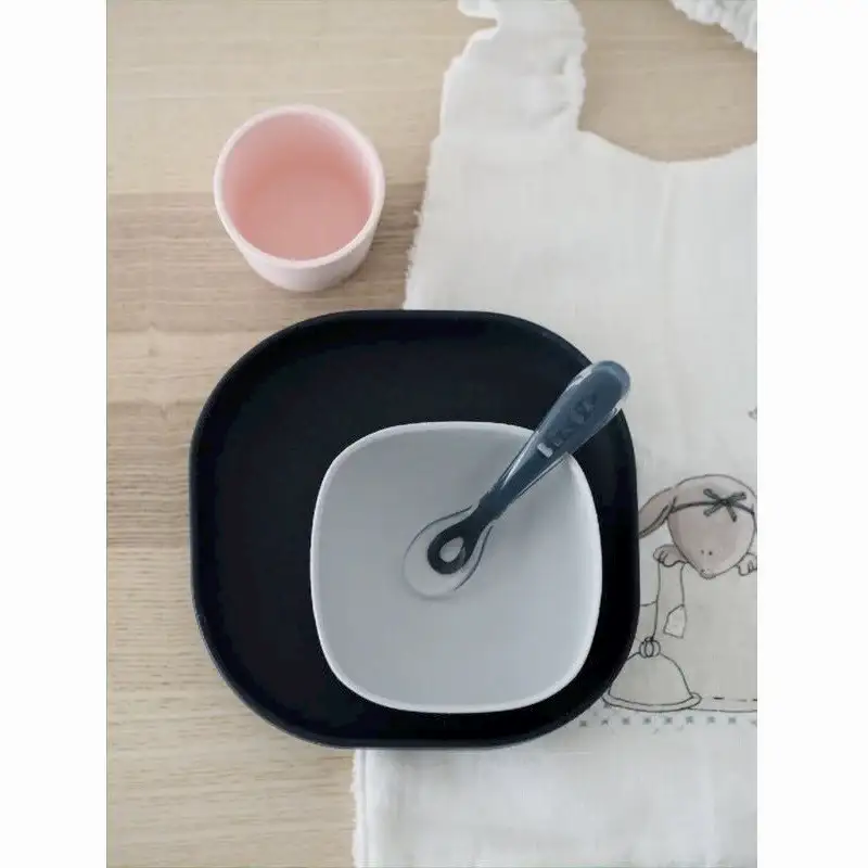 Beaba 4Lü Silikon Beslenme Tabak Seti Night Blue - Çatal Kaşık Tabak - Görsel 2