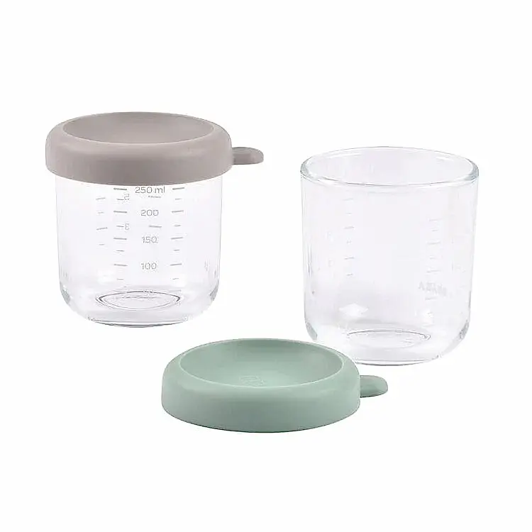 Beaba Bebek Cam Mama Saklama Kavanozu 2Li Set, 250 Ml Sage Green / 250 Ml Gazelle - Çatal Kaşık Tabak - Görsel 2