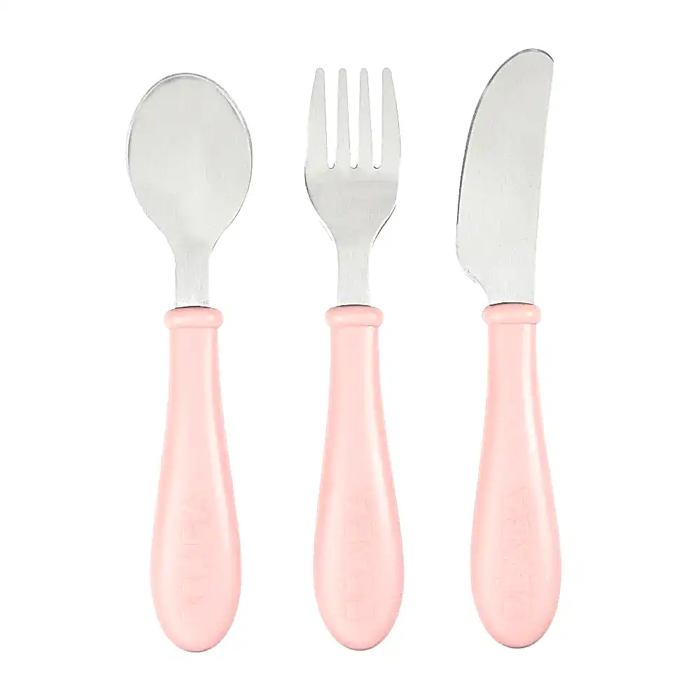 Beaba Paslanmaz Çelik Çatal Bıçak Kaşık Seti Old Pink - Çatal Kaşık Tabak