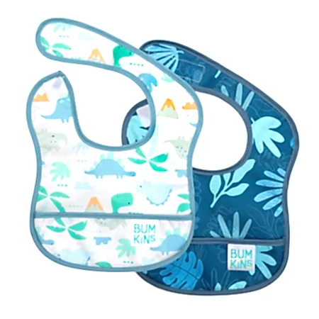 Bumkins Başlangıç Önlüğü (3-9 ay) 2li Paket - Dinosaurs & Blue Tropic - Önlük