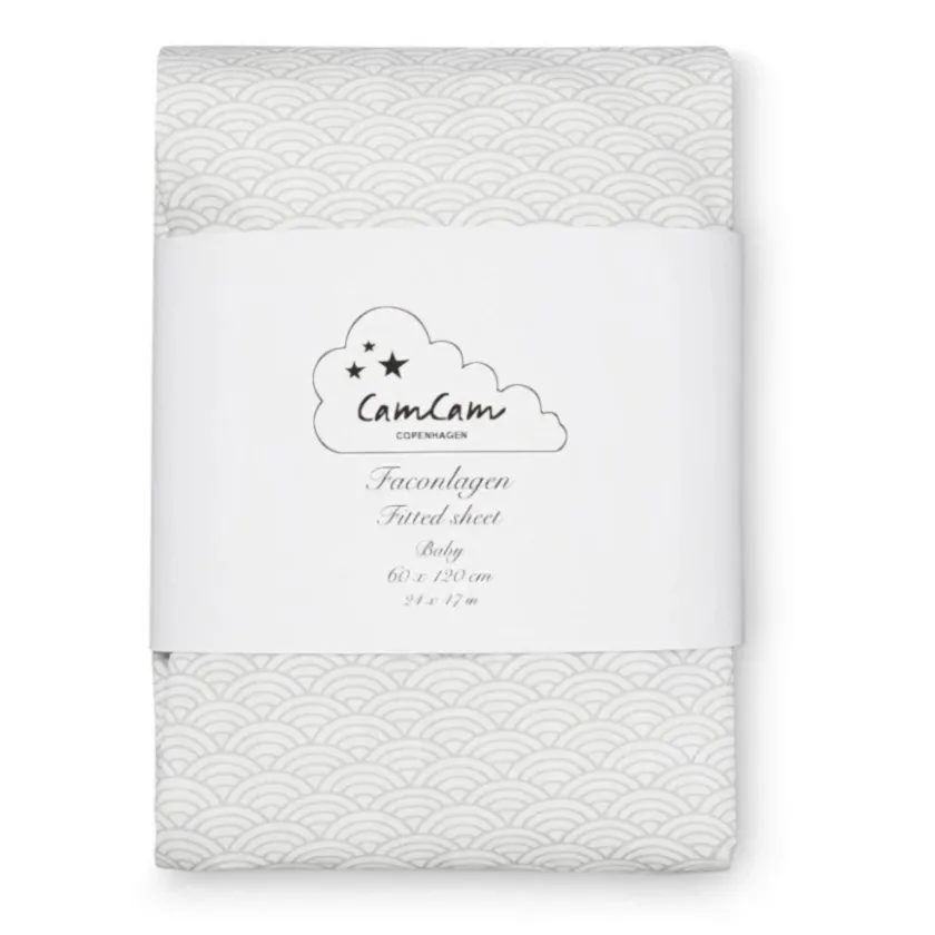 Cam Cam Copenhagen Cam Cam Grey Wave Bebek Çarşafı 90x140 cm - Alez, Çarşaf