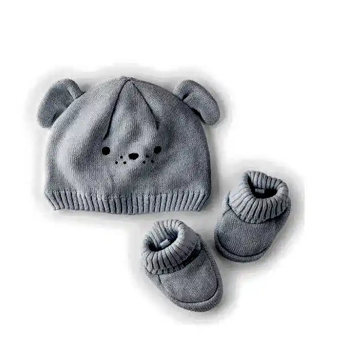 Carters Carter's Erkek Bebek Örme Patik Şapka 2'li Set Mavi - Eldiven,Şapka,Bere,Atkı