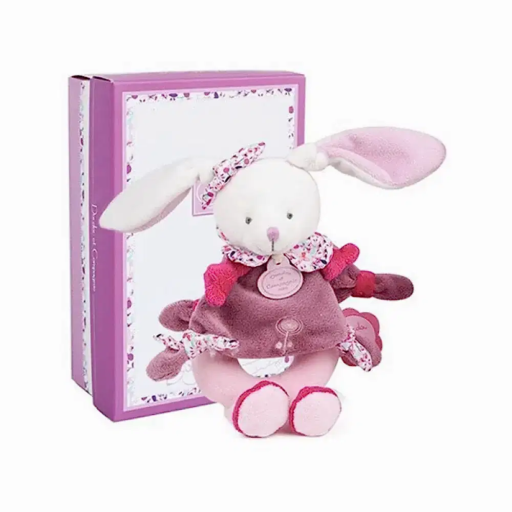 Doudou Hediye Kutulu Çıngıraklı Pembe Tavşan 19 cm - Peluş