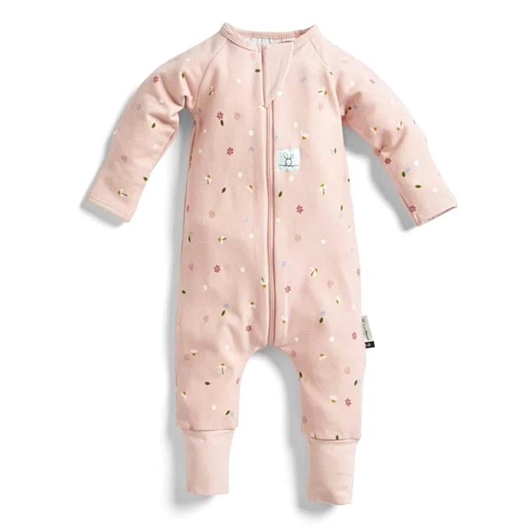 ErgoPouch Australia ErgoPouch Organik Pamuklu Patikli Pijama Tulum 1.0 TOG Daisies Pembe - Uyku Tulumu