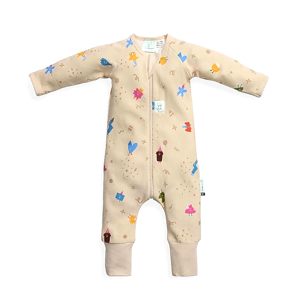 ErgoPouch Australia ErgoPouch Organik Pamuklu Patikli Pijama Tulum 1.0 TOG Birthday Blobs Bej - Uyku Tulumu