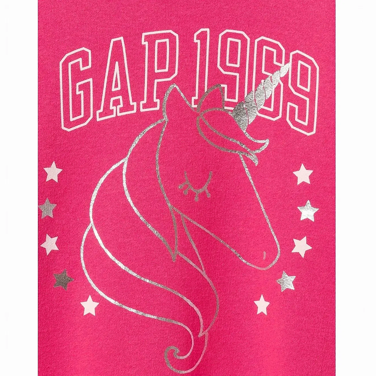 GAP Kız Bebek Havlu Kumaş Grafikli Uzun Kol S-shirt Koyu Pembe