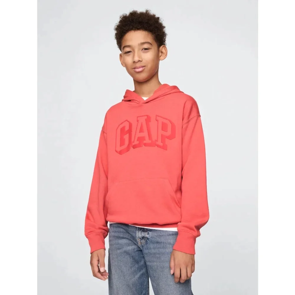 GAP Logolu Erkek Bebek Relaxed Havlu Kumaş S-Shirt Nar Çiçeği