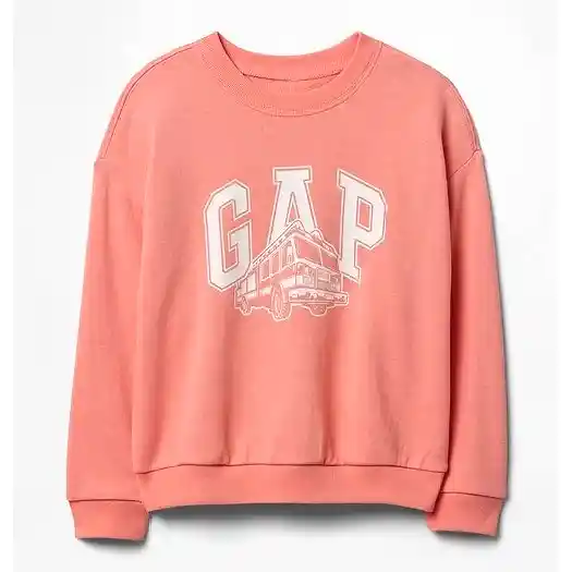 GAP Logolu Kız Bebek Havlu Kumaş Uzun Kol S-shirt Somon