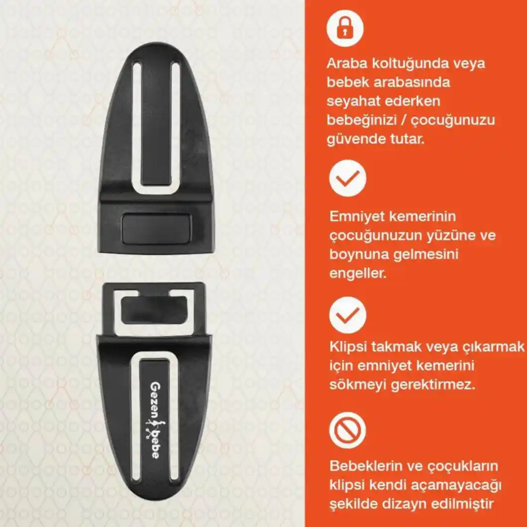 Gezenbebe Bebek Emniyet Kemer Klipsi Black STD