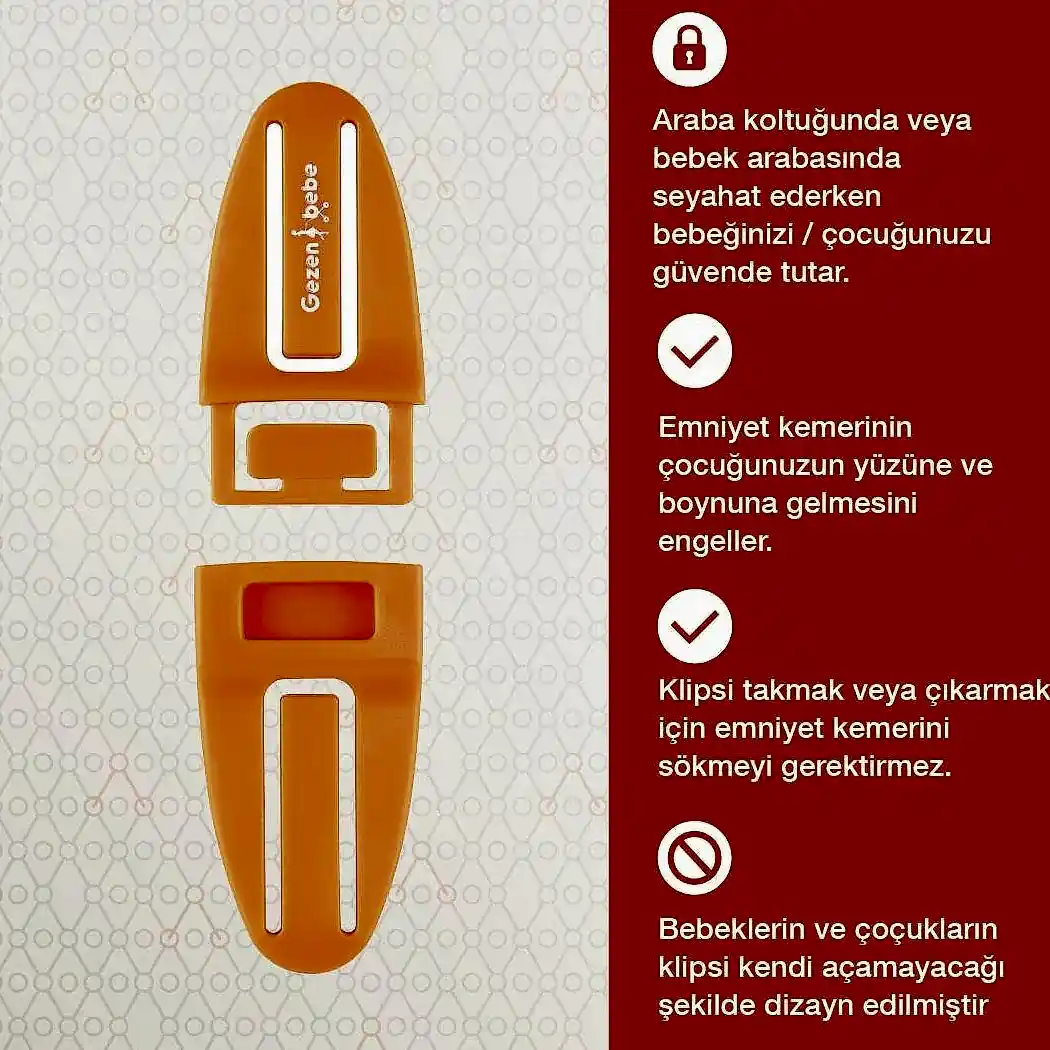 Gezenbebe Bebek Emniyet Kemer Klipsi Orange STD