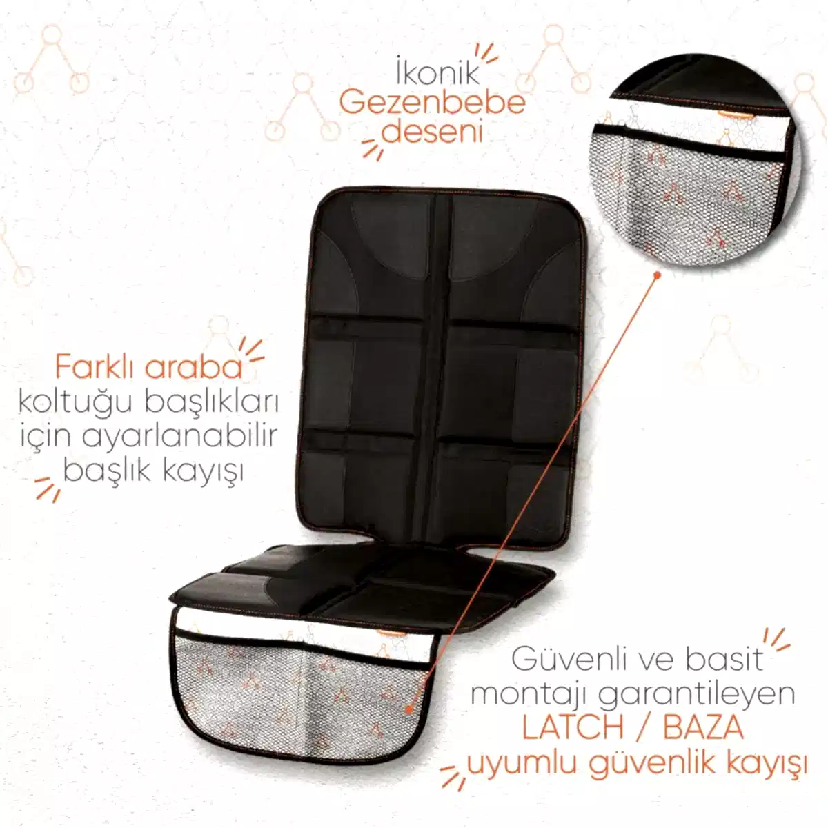 Gezenbebe Kalın Pedli Araba Koltuk Koruyucu