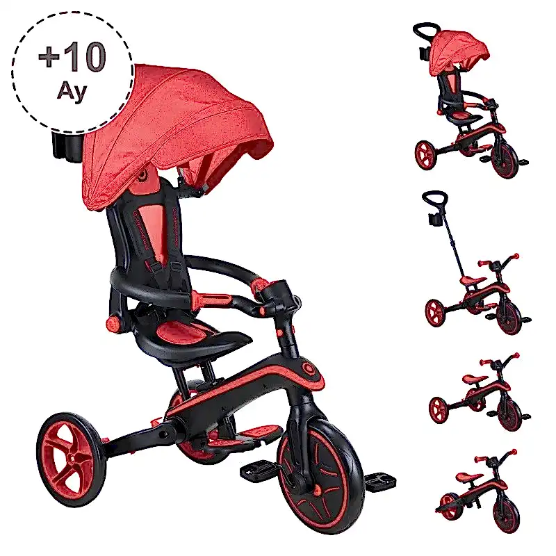 Globber Explorer 4 in1 Katlanabilir Bisiklet - Kırmızı