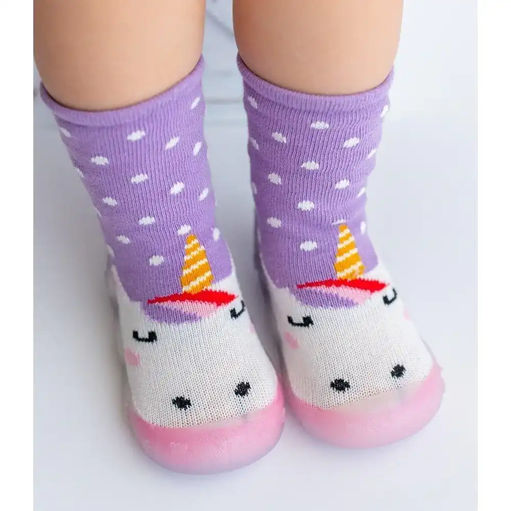 Mama Yoyo Nou Nou Unicorn Kaydırmaz Taban Çorap Panduf Lila