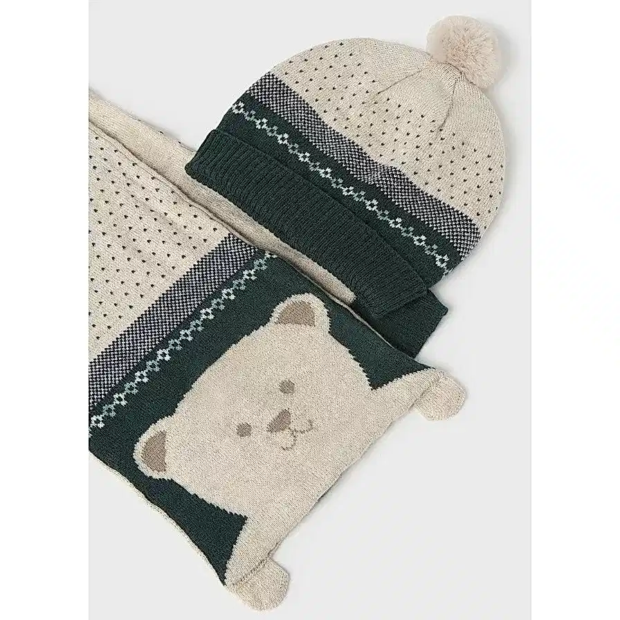 Mayoral Kışlık Erkek Bebek Örme Atkı Bere Set Bej