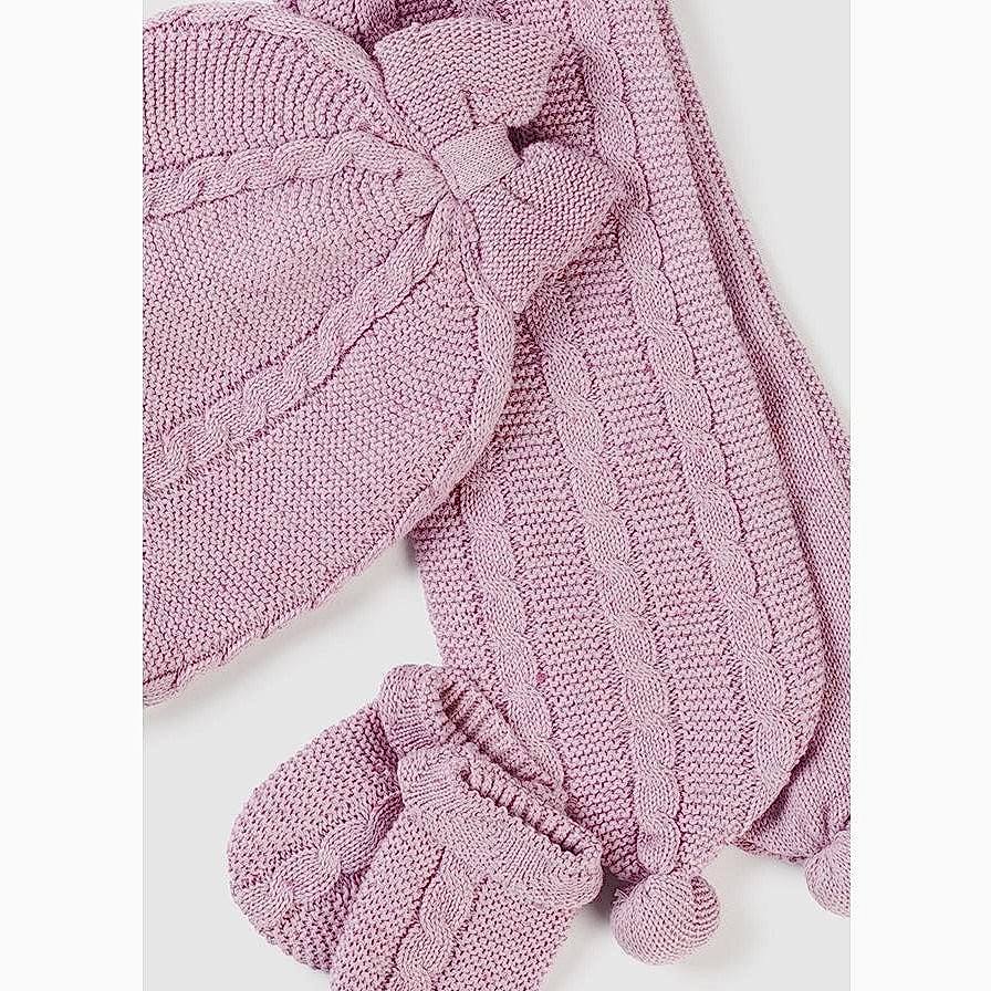 Mayoral Kışlık Kız Bebek Bere Atkı Eldiven Set Lila
