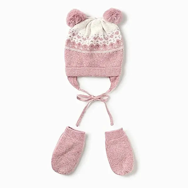 Mayoral Kışlık Kız Bebek Bere Eldiven Set Pembe