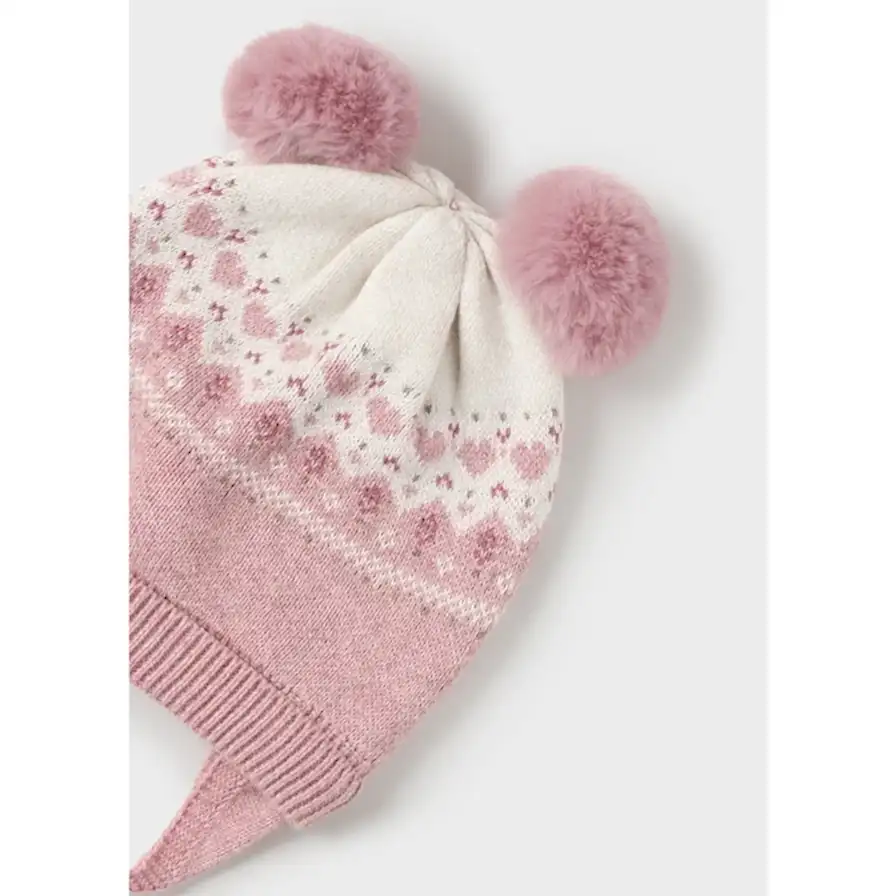 Mayoral Kışlık Kız Bebek Bere Eldiven Set Pembe