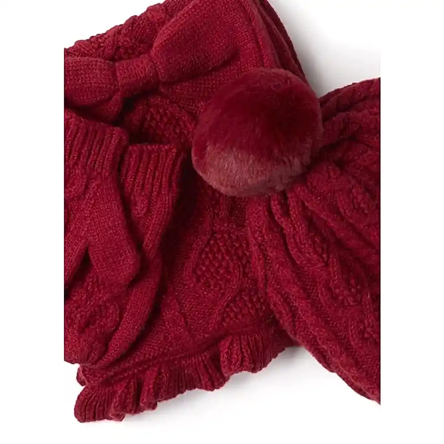 Mayoral Kışlık Kız Bebek Örme Atkı Bere Eldiven Set Kırmızı