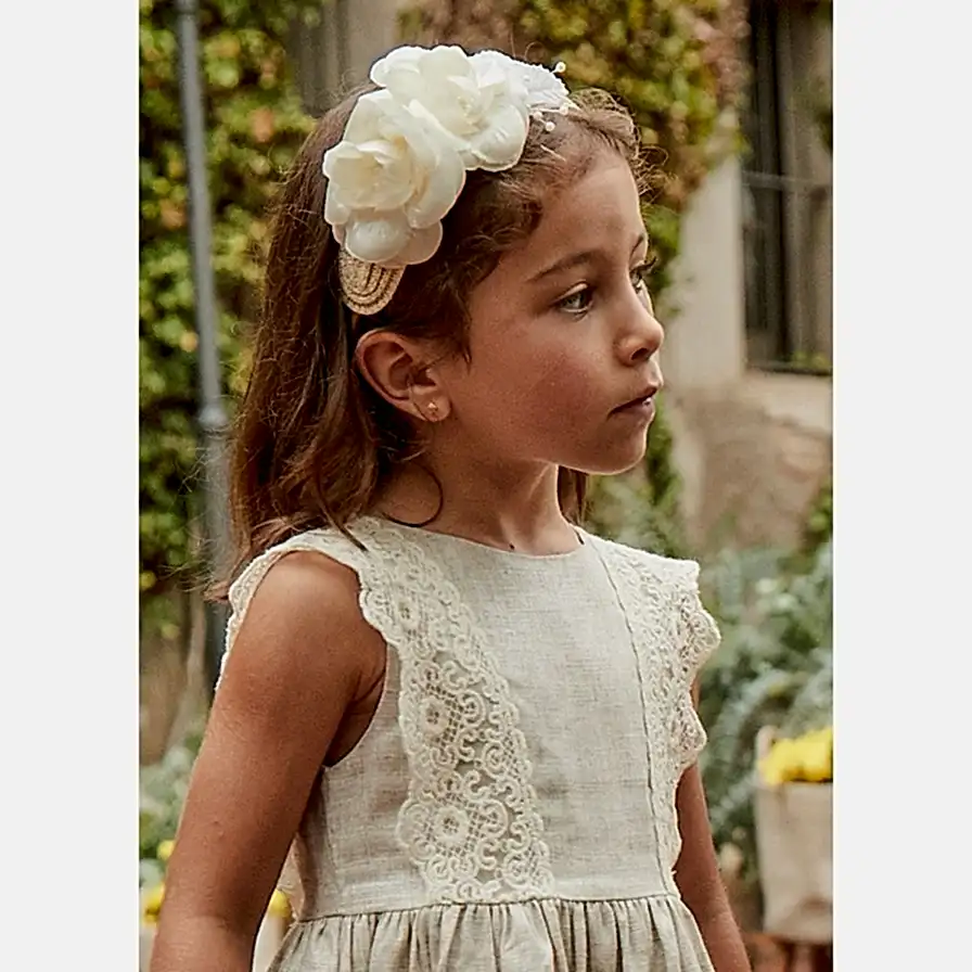 Mayoral Kız Çiçekli Saç Bandı Ekru