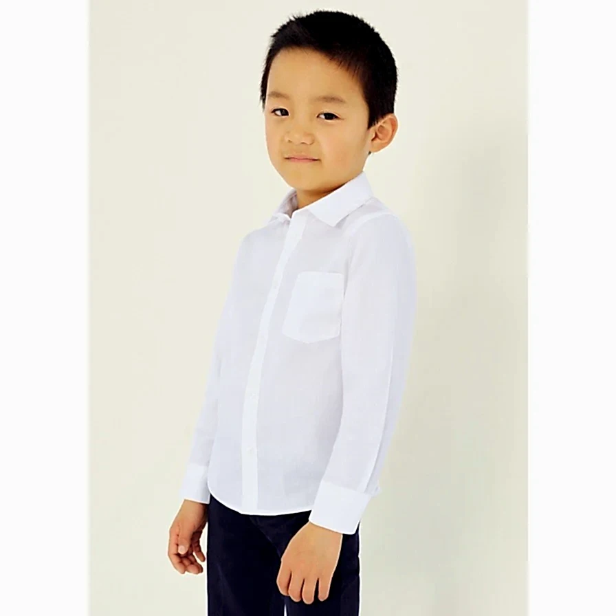 Mayoral Yazlık Erkek Basic Uzun Kol Gömlek Beyaz