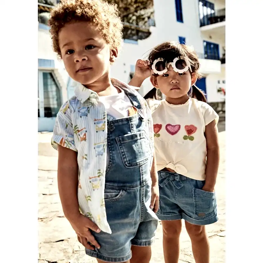 Mayoral Yazlık Erkek Bebek Denim Kısa Tulum Mavi