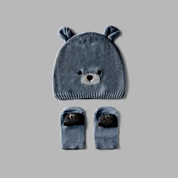 Mayoral Yazlık Erkek Bebek Örme Şapka Çorap Set Mavi