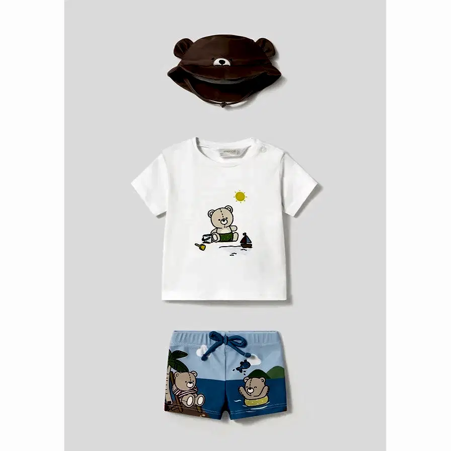 Mayoral Yazlık Erkek Bebek T-shirt Mayo 3'lü Set Ekru