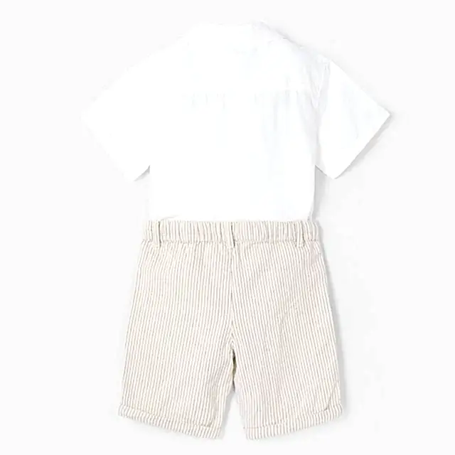 Mayoral Yazlık Erkek Gömlek Kumaş Bermuda Set Ekru