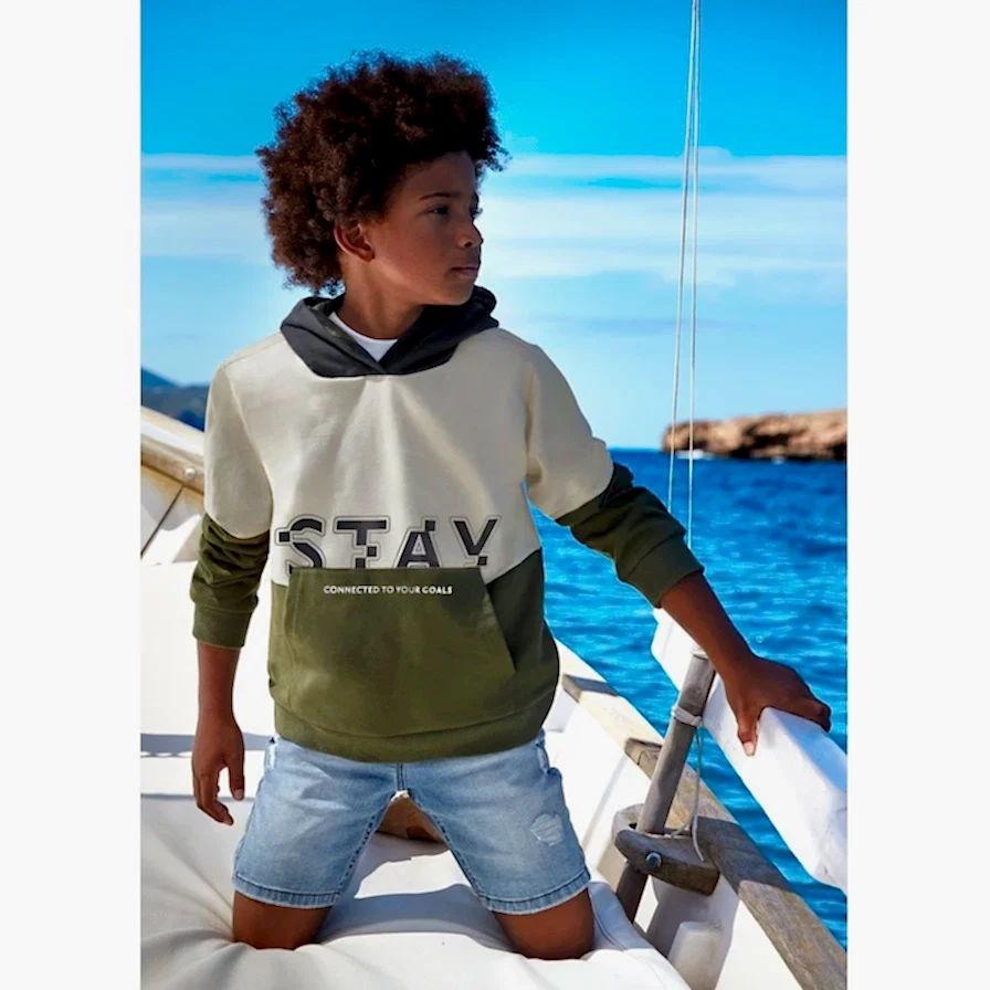 Mayoral Yazlık Erkek Kapşonlu Uzun Kol S-shirt Yeşil