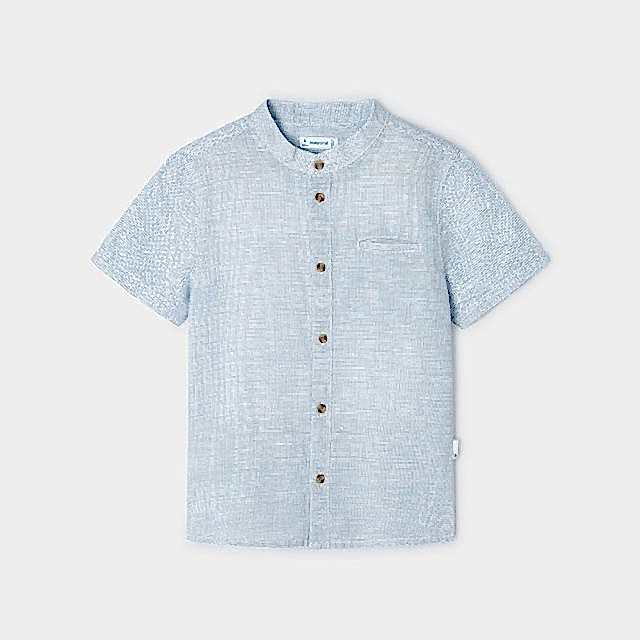 Mayoral Yazlık Erkek Kısa Kol Keten Gömlek Mavi
