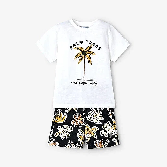 Mayoral Yazlık Erkek T-shirt Şort 2'li Set Ekru