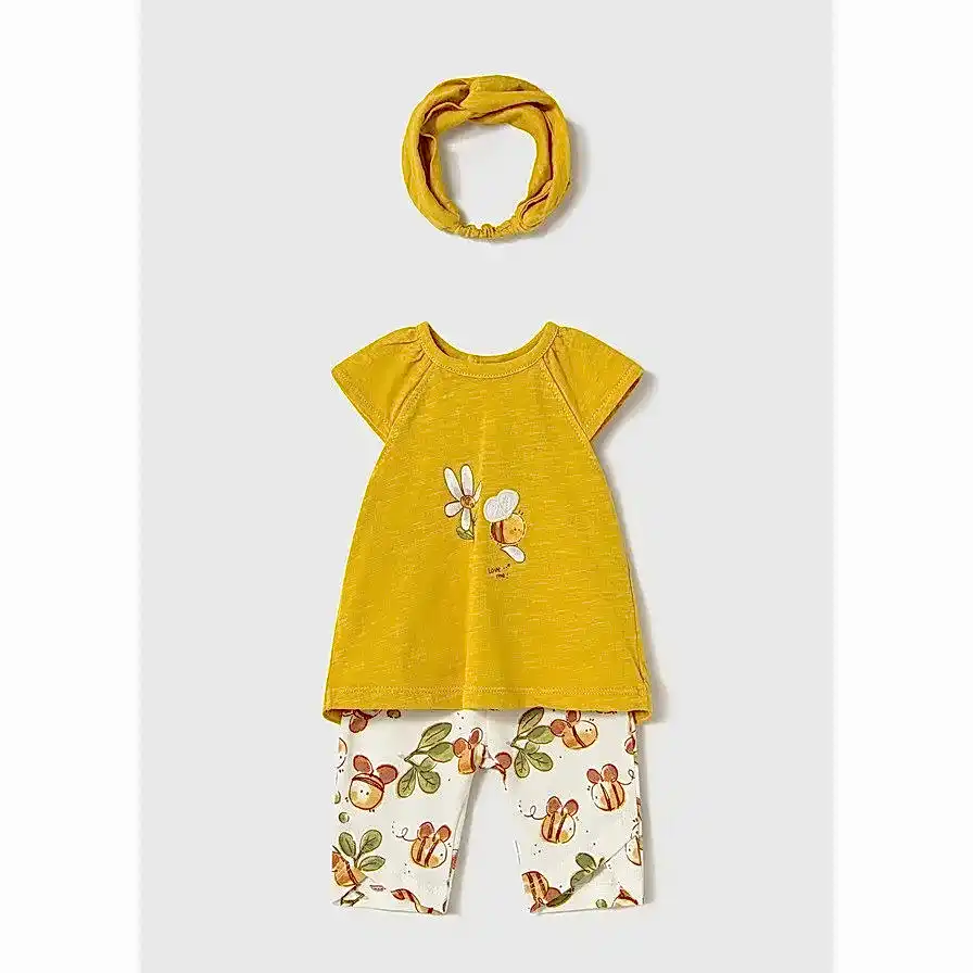 Mayoral Yazlık Kız Bebek Bluz Tayt Pantolon 3'lü Set Yeşil