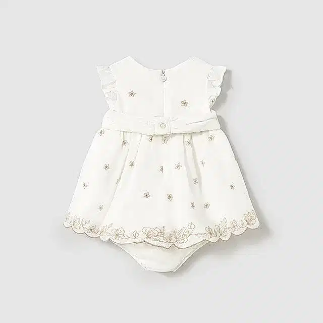Mayoral Yazlık Kız Bebek Elbise Ekru