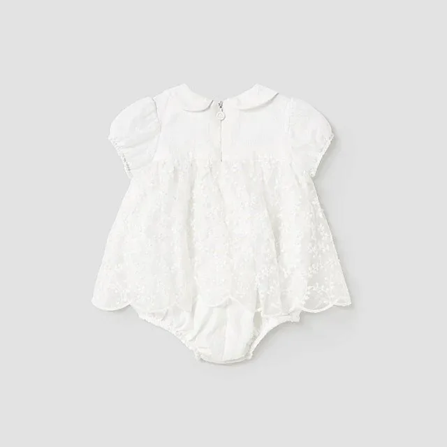 Mayoral Yazlık Kız Bebek Kısa Seramoni Salopet Tulum Ekru