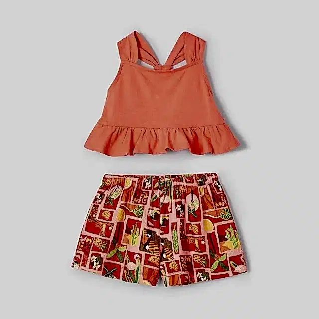 Mayoral Yazlık Kız Bluz Şort 2'li Set Turuncu