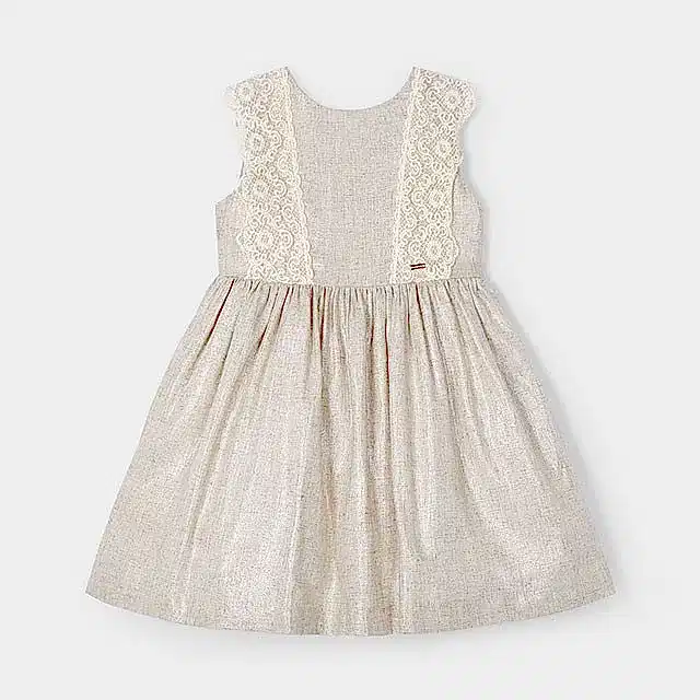 Mayoral Yazlık Kız Keten Elbise Ekru