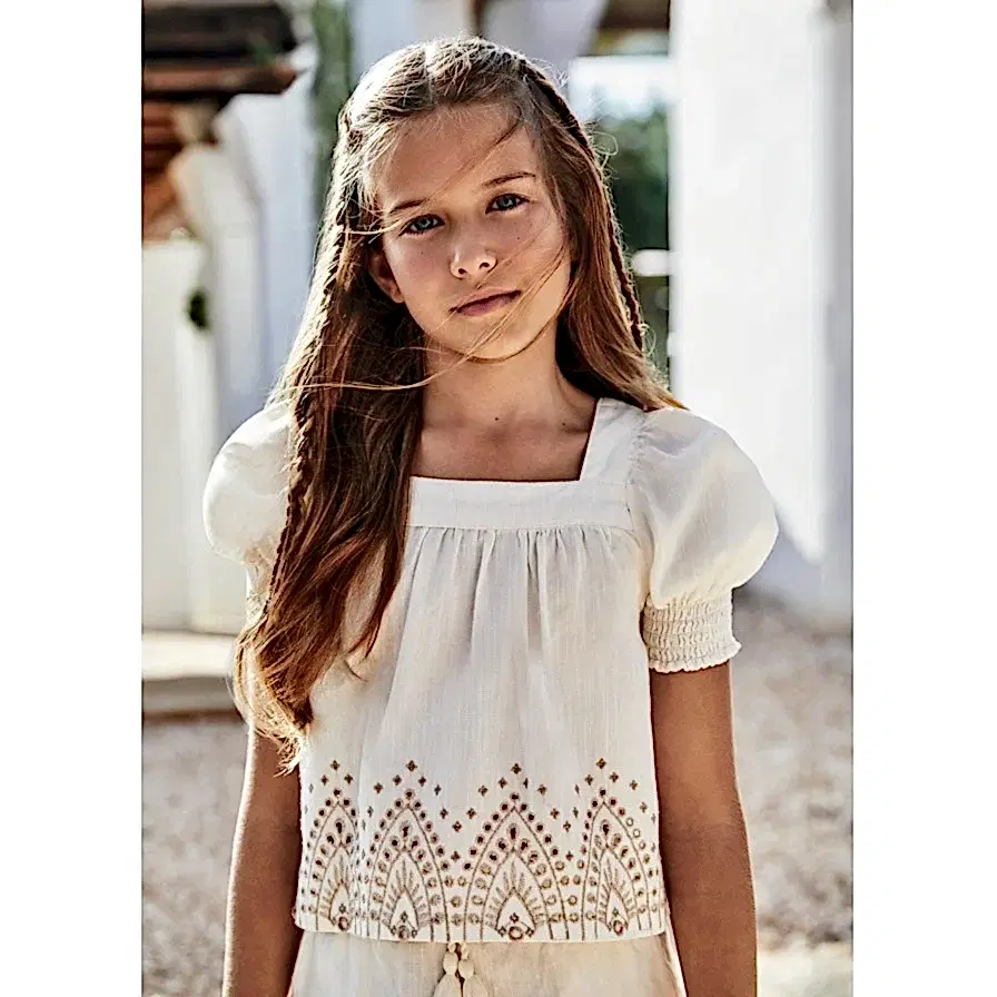 Mayoral Yazlık Kız Kısa Kol Bluz Ekru