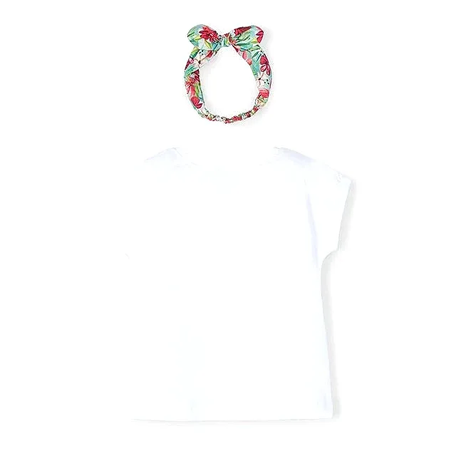 Mayoral Yazlık Kız Kısa Kol T-shirt Beyaz