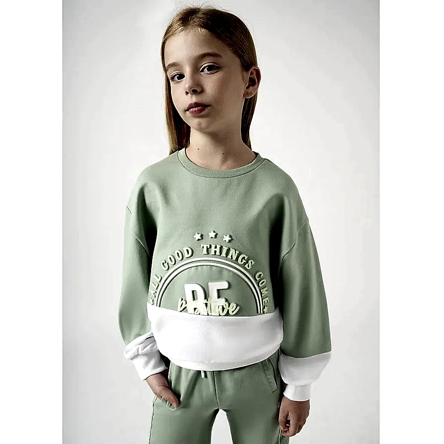 Mayoral Yazlık Kız Uzun Kol S-shirt Açık Yeşil